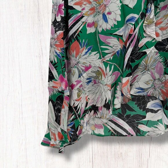 Parker Green Floral Satin Maxi Dress - Picture 3 of 4